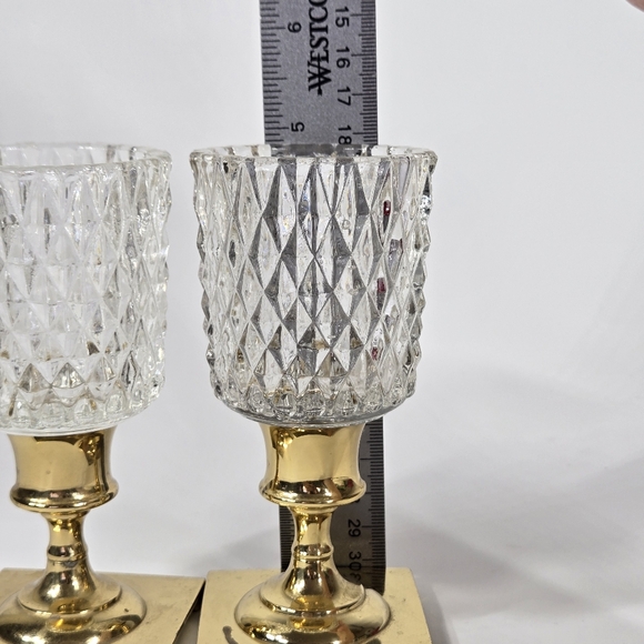 Vintage Quilted Diamond Partylite Votive Candle Holder Glass Sconce PAIR MCM - Picture 12 of 17